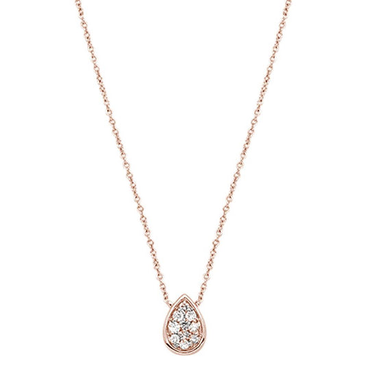 Muse Jewelry .13cts 14kt Rose Gold Diamond Pear Shape Solitaire Pendant Necklace 18"