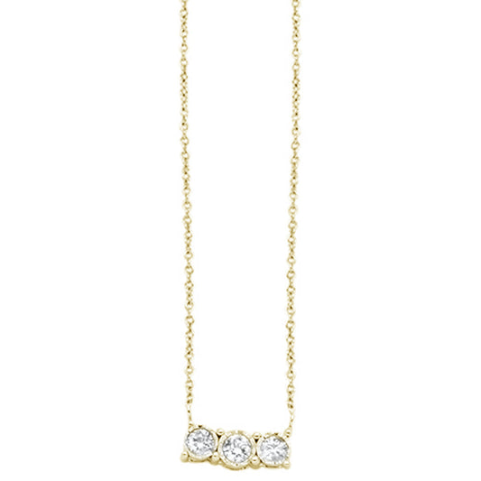 Muse Jewelry .16cts 14k Yellow Gold Diamond Three Stone Pendant Necklace 18"