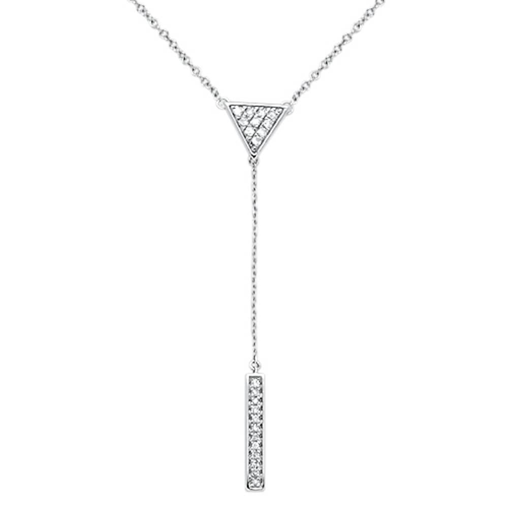 Muse Jewelry .17cts 14kt White Gold Round Diamond Drop Lariat Pendant Necklace 18" Long