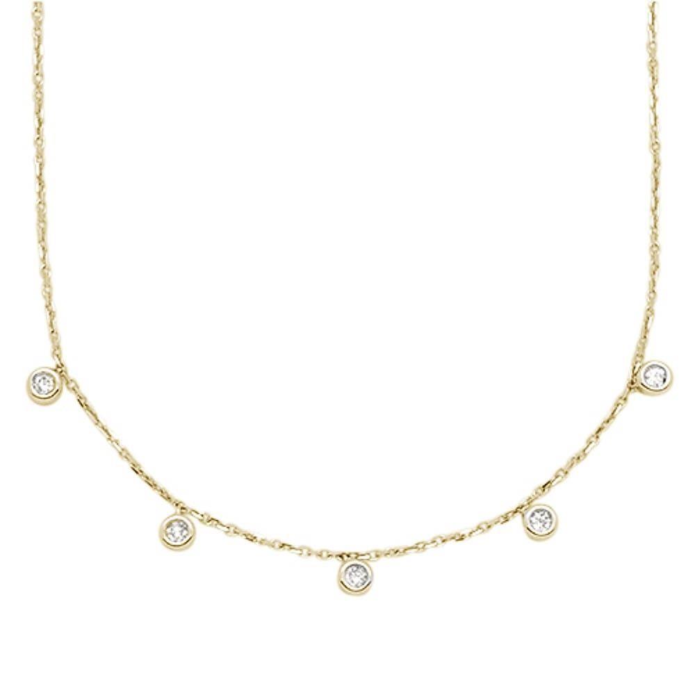 Muse Jewelry .13cts 14kt Yellow Gold 5 Round Diamond Pendant Necklace 16+2" Ext Long