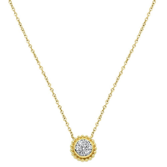 Muse Jewelry .13cts 14kt Yellow Gold Round Diamond Pendant Necklace 18" Long