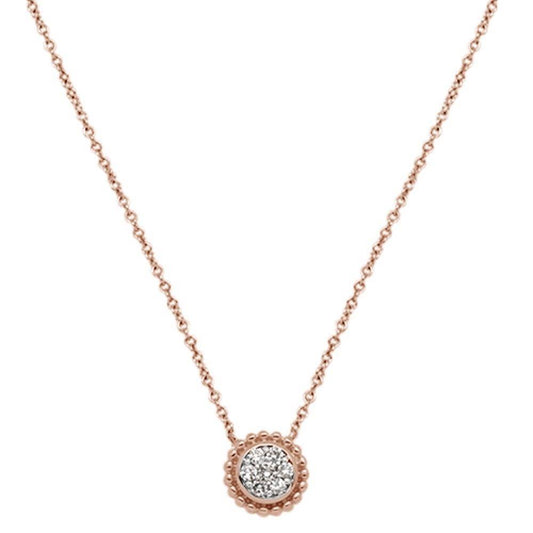 Muse Jewelry .13cts 14kt Rose Gold Round Diamond Pendant Necklace 18" Long