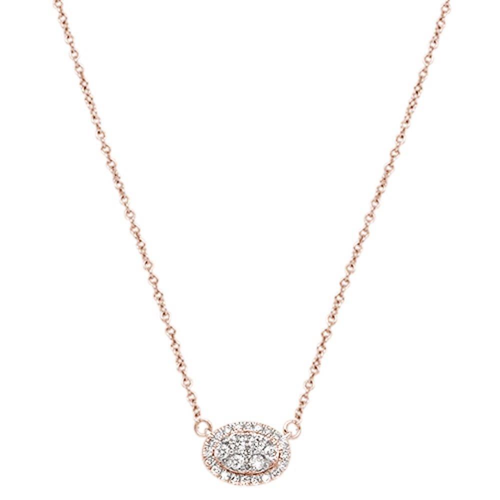 Muse Jewelry .25cts 14kt Rose Gold Round Diamond Oval Pendant Necklace 18"