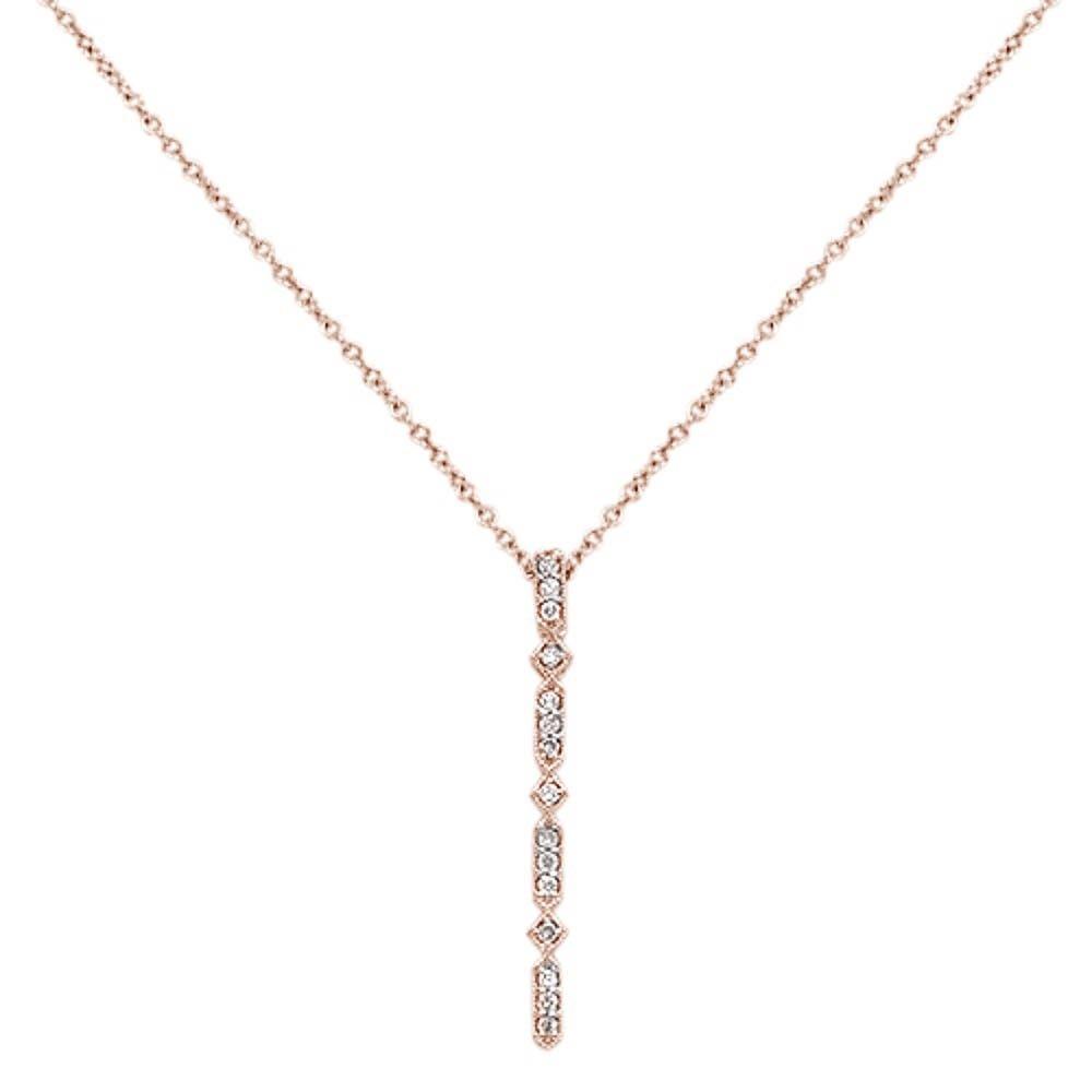 Muse Jewelry .09cts 14kt Rose Gold Round Diamond Drop Lariat Pendant Necklace 18" Long