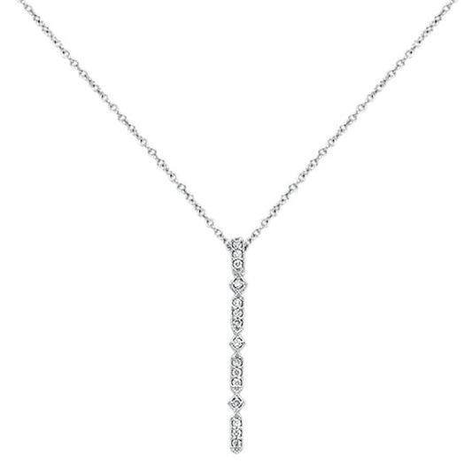 Muse Jewelry .09cts 14kt White Gold Round Diamond Drop Lariat Pendant Necklace 18" Long