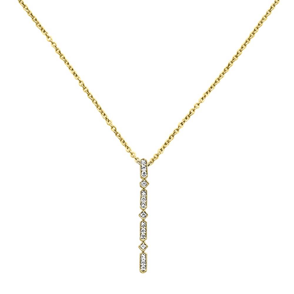 Muse Jewelry .08ct 14k Yellow Gold Diamond Lariat Drop Modern Pendant Necklace 18" Long