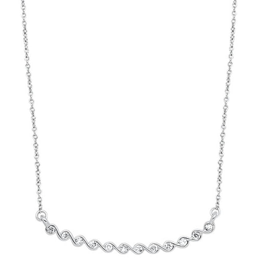 Muse Jewelry .13cts 14kt White Gold Round Diamond Pendant Necklace 18" Long