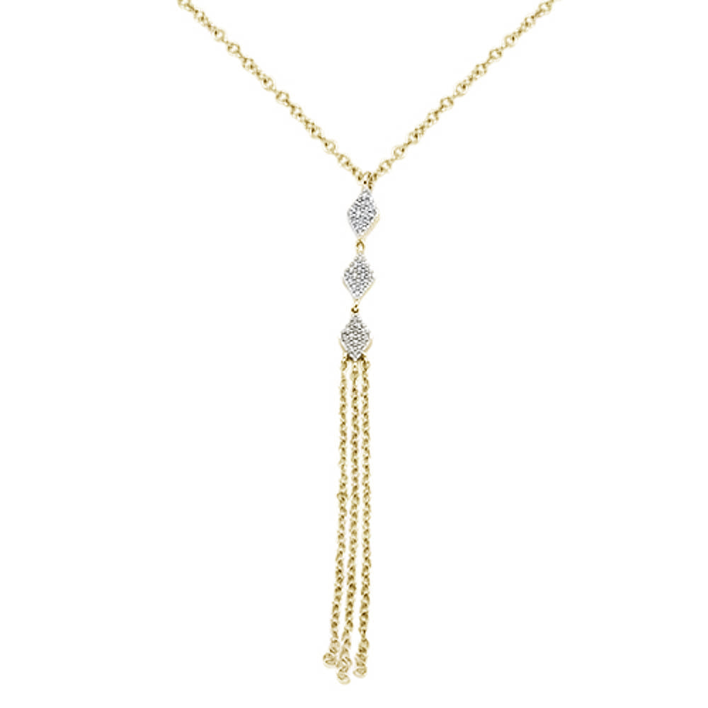 Muse Jewelry .10cts 14kt Yellow Gold Round Diamond Drop Dangle Tassel Necklace 18" Long