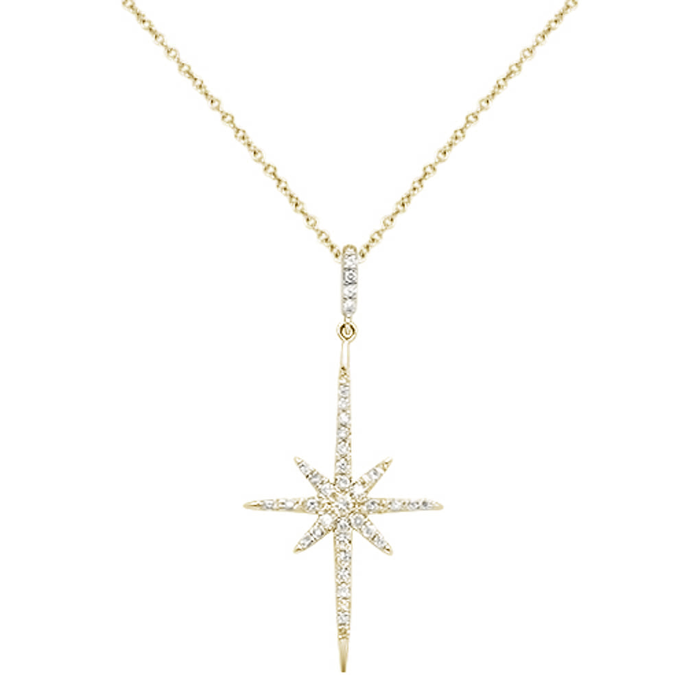 Muse Jewelry .20cts 14kt Yellow Gold Round Starburst Diamond Pendant Necklace 18" Long