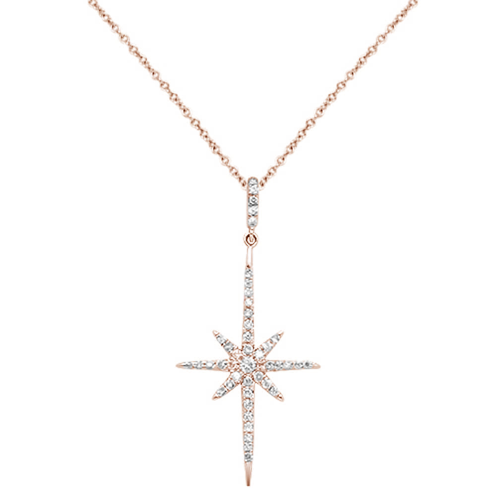 Muse Jewelry .21ct 14K Rose Gold Diamond Starburst Pendant Necklace 18"