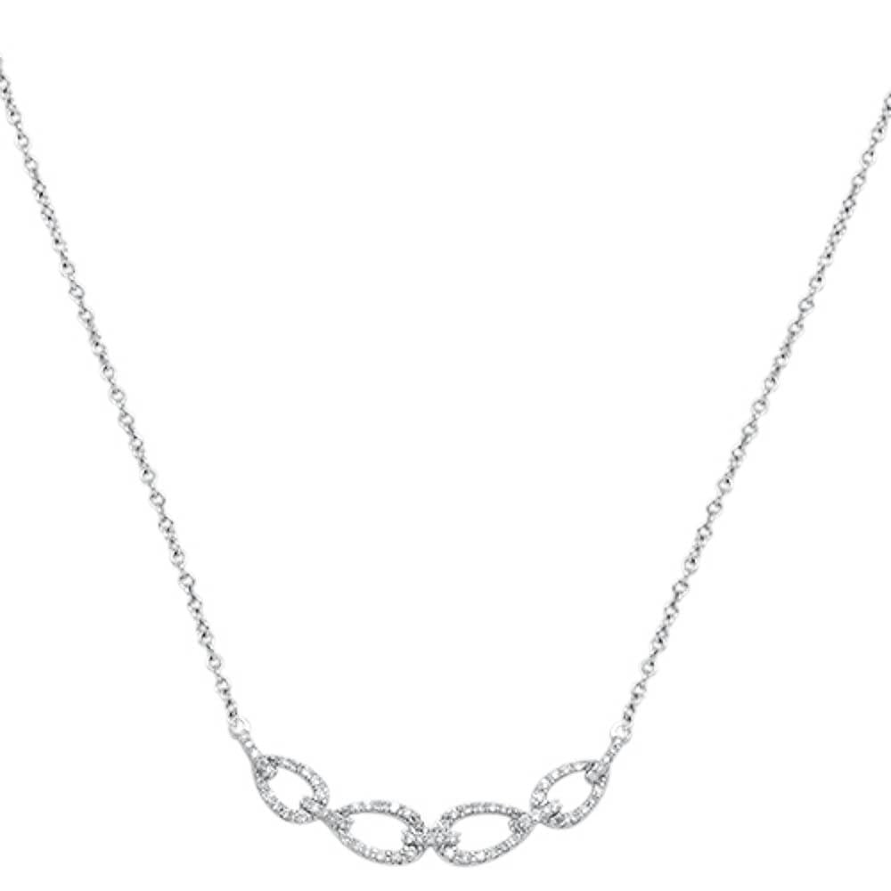 Muse Jewelry .37cts 14kt White Gold Round Diamond Link Pendant Necklace 18" Long