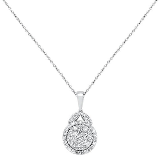 Muse Jewelry .58cts 14kt White Gold Round Diamond Pendant Necklace 18" Long