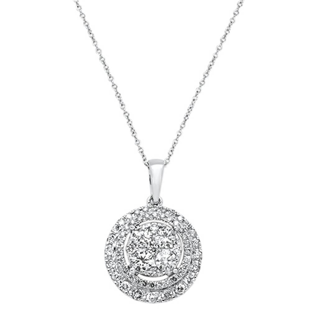 Muse Jewelry .98ct 14K White Gold Round Diamond Pendant Necklace 18" Long