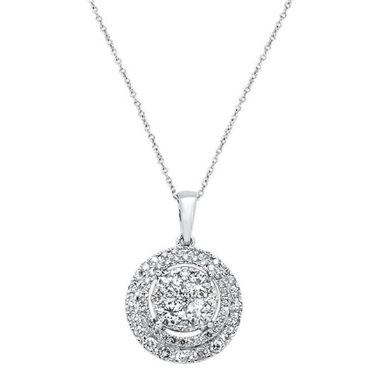 Muse Jewelry .98ct 14K White Gold Round Diamond Pendant Necklace 18" Long