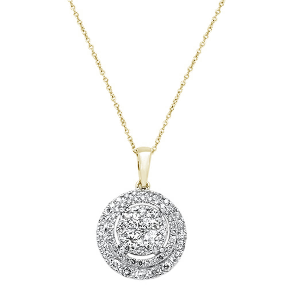 Muse Jewelry 1.10ct 14k Yellow Gold Round Diamond Pendant Necklace 18" Long