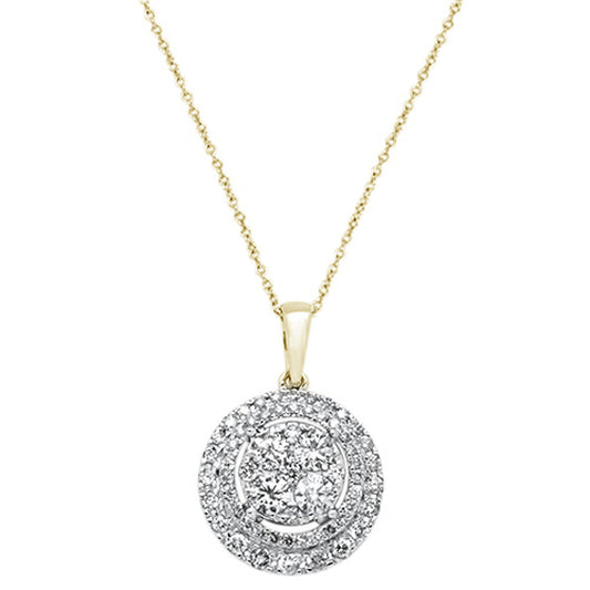 Muse Jewelry 1.10ct 14k Yellow Gold Round Diamond Pendant Necklace 18" Long