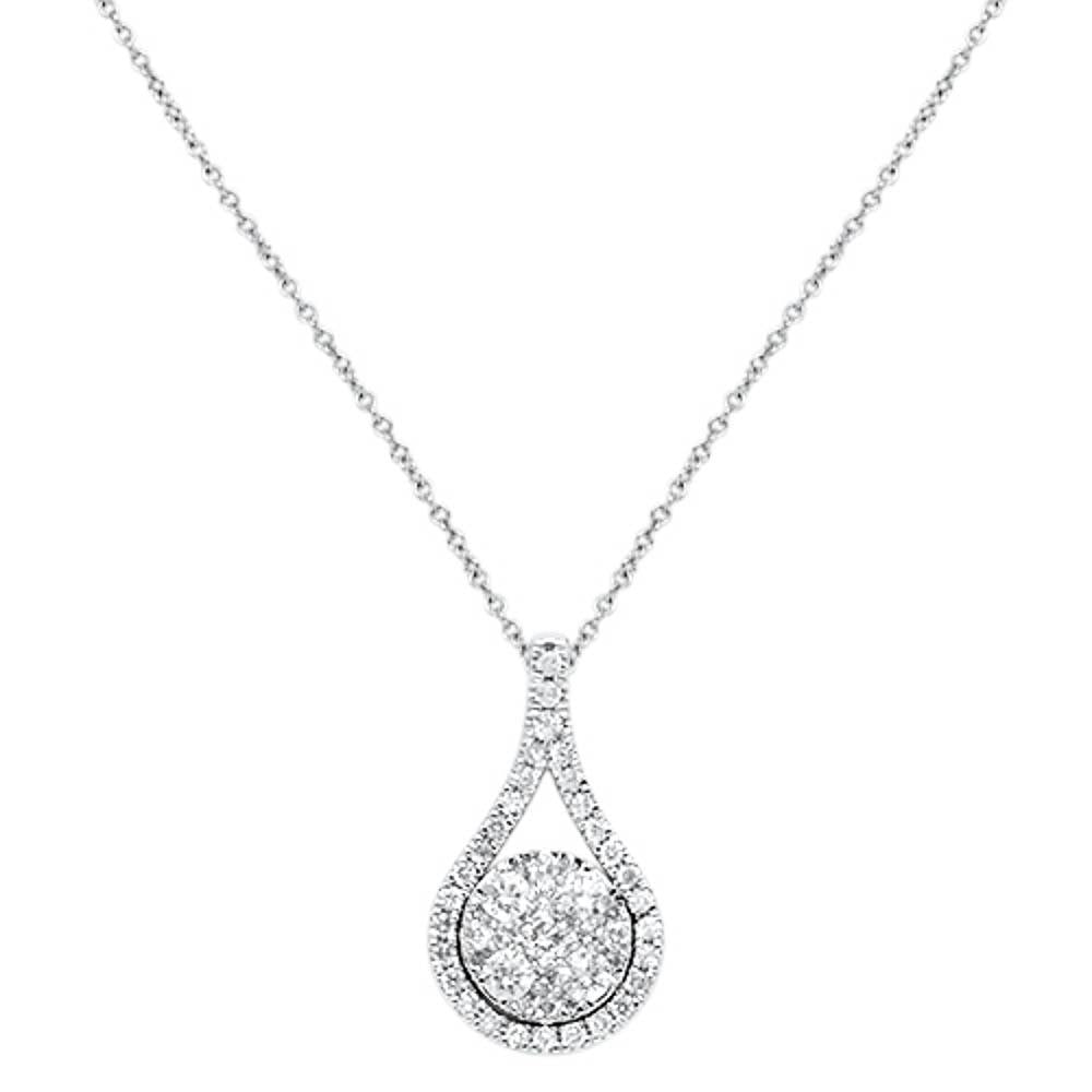 Muse Jewelry .79cts 14kt White Gold Round Diamond Drop Pendant Necklace 18" Long