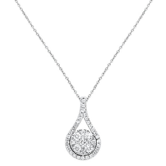 Muse Jewelry .79cts 14kt White Gold Round Diamond Drop Pendant Necklace 18" Long