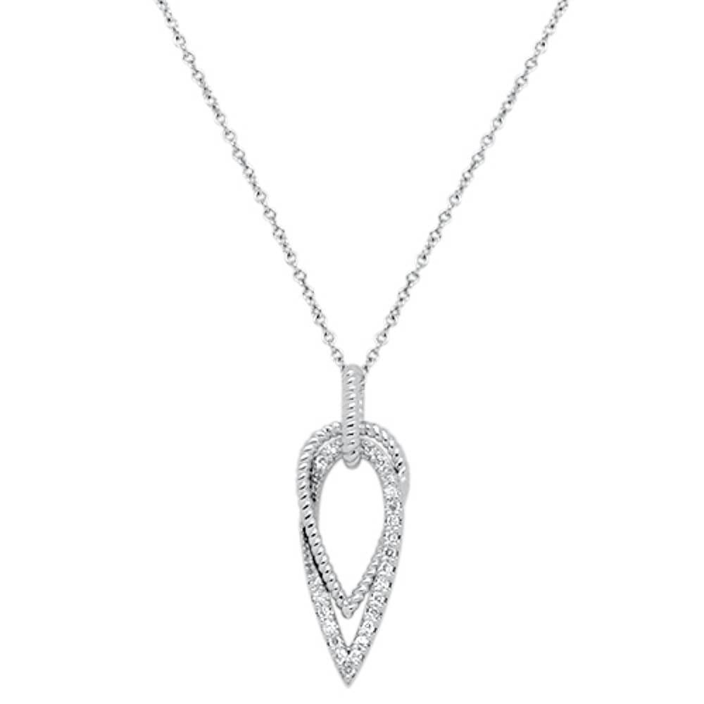 Muse Jewelry .15cts 14kt White Gold Unique Round Diamond Pendant Necklace 18" Long