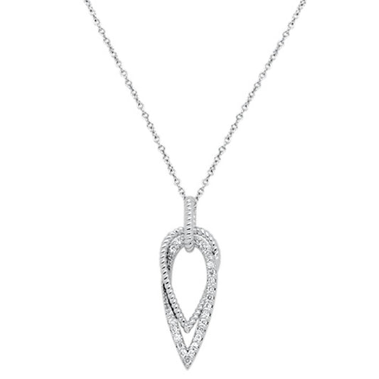 Muse Jewelry .15cts 14kt White Gold Unique Round Diamond Pendant Necklace 18" Long