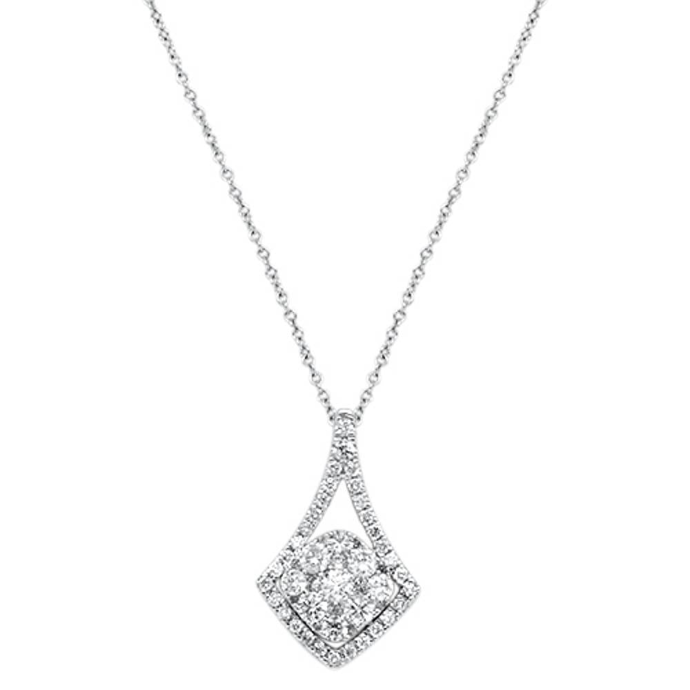 Muse Jewelry .73cts 14kt White Gold Round Diamond Unique Pendant Necklace 18" Long