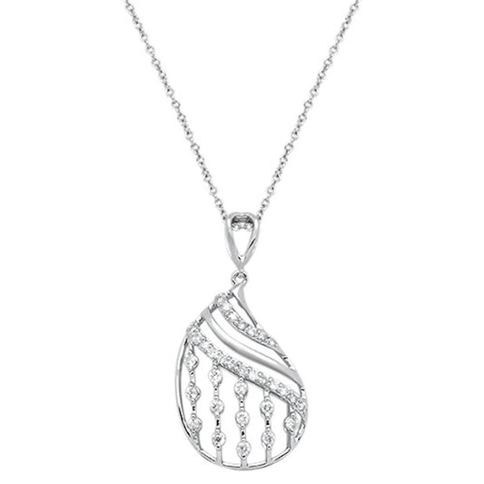 Muse Jewelry .35cts 14kt White Gold Round Diamond Filigree Pendant Necklace 18" Long