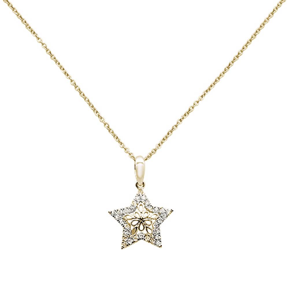 Muse Jewelry .17ct 14k Yellow Gold Diamond Filigree Star Pendant Necklace 18" Long