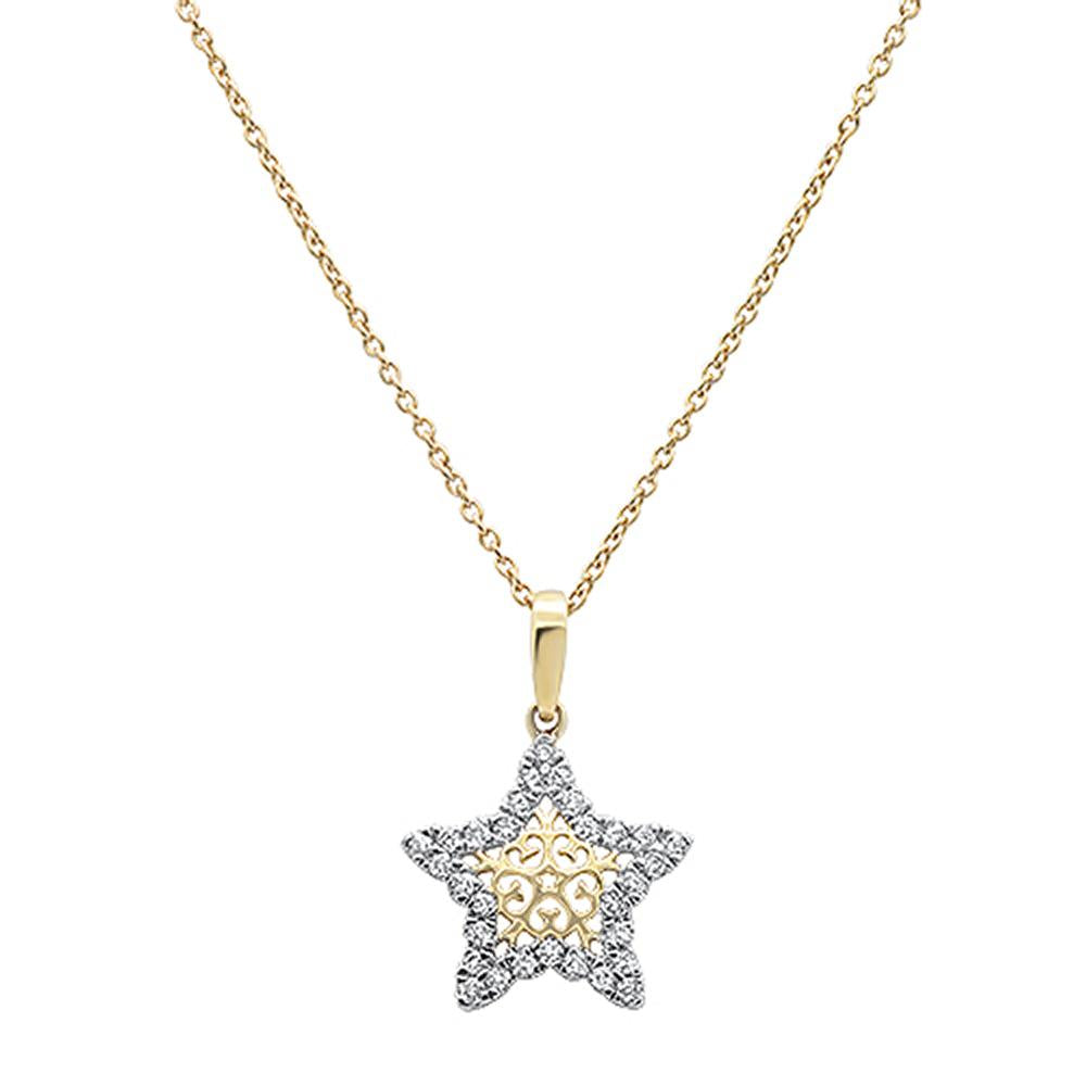 Muse Jewelry .18ct 14k Yellow Gold Diamond Star Charm Pendant Necklace 18"Long