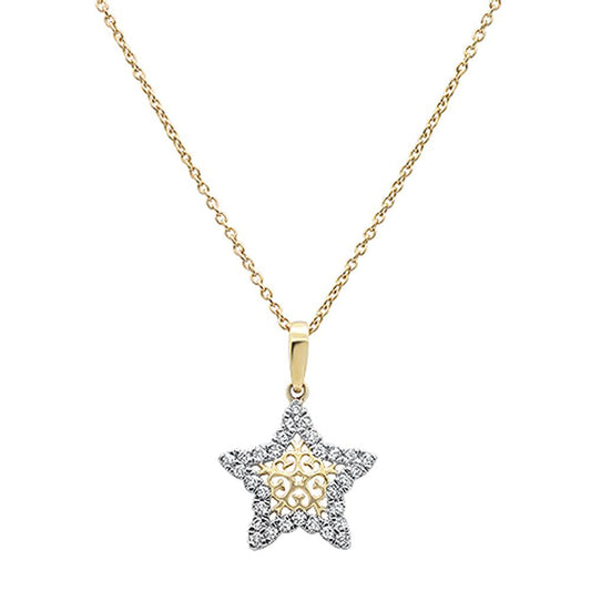 Muse Jewelry .18ct 14k Yellow Gold Diamond Star Charm Pendant Necklace 18"Long