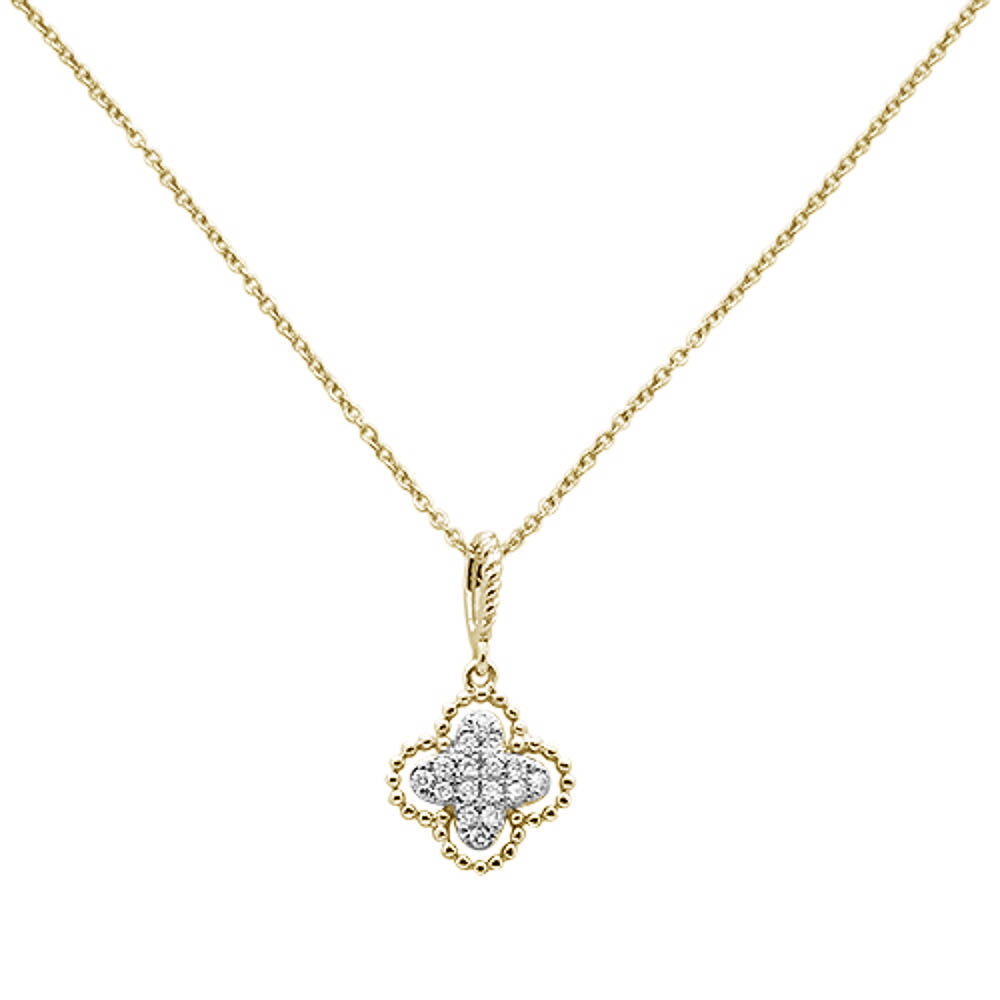 Muse Jewelry .08ct 14k Yellow Gold Antique Flower Diamond Pendant Necklace 18" Long Chain