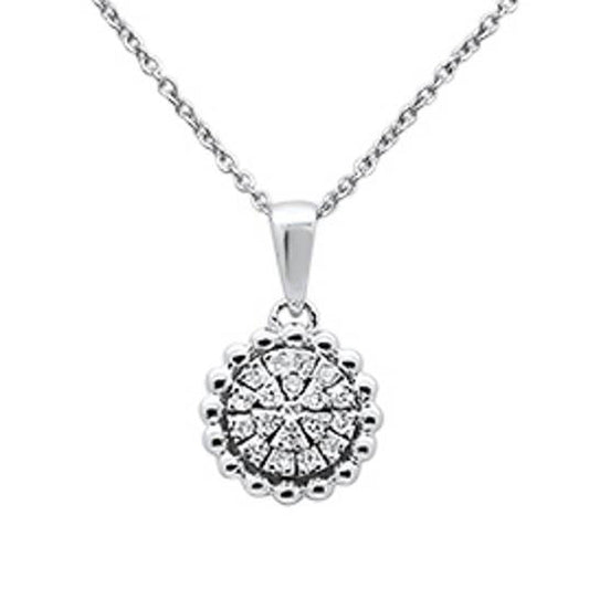 Muse Jewelry .10ct 14k White Gold Round Diamond Pendant Necklace 18" Long