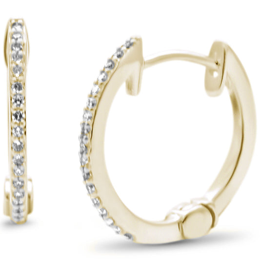 Muse Jewelry .09ct G SI 14K Yellow Gold Diamond Hoop Huggie Earrings