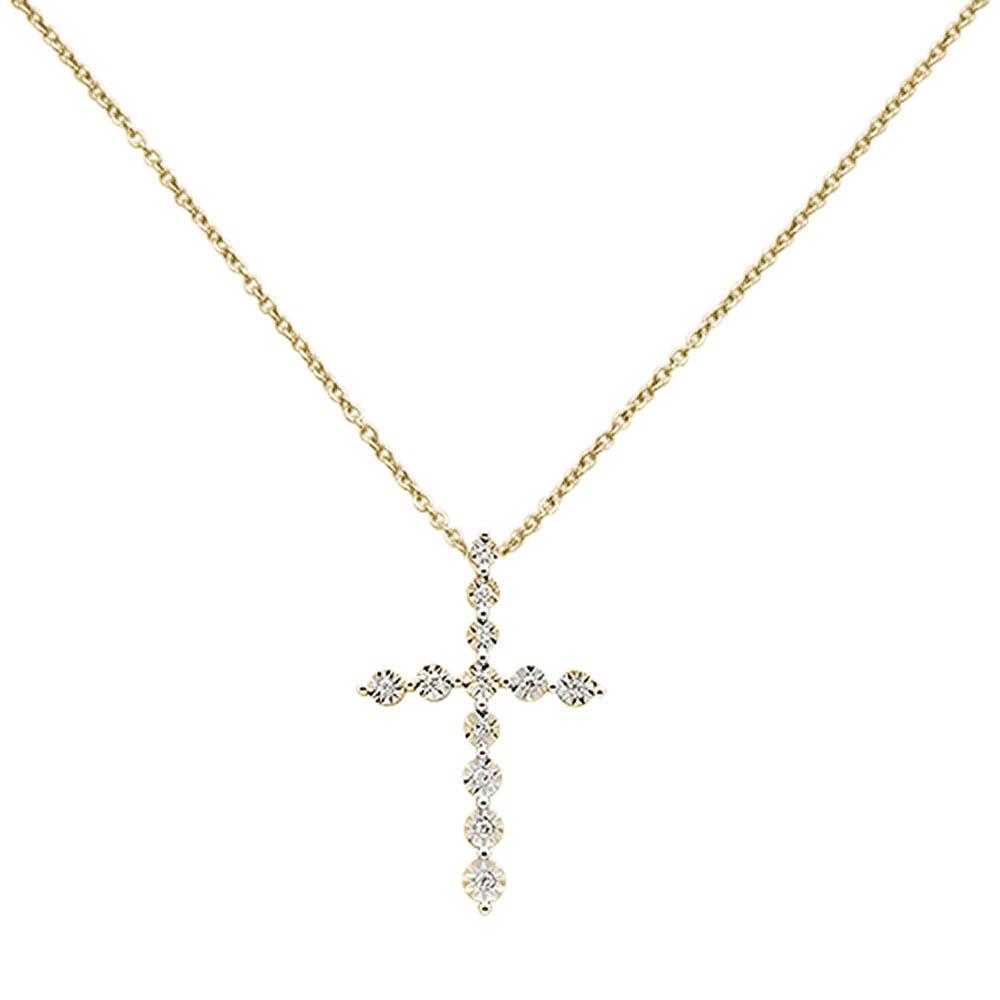 Muse Jewelry .09ct 14k Yellow Gold Diamond Cross Pendant Necklace 18" Long