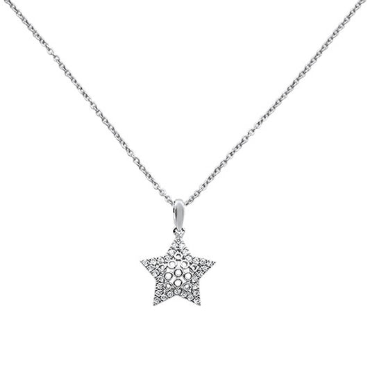 Muse Jewelry .17ct 14k White Gold Diamond Filigree Star Pendant Necklace 18" Long