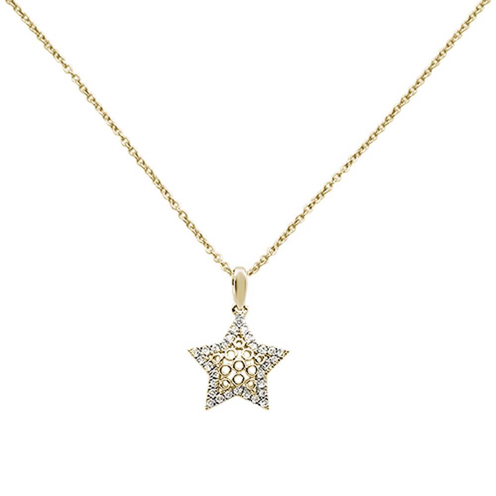 Muse Jewelry .18ct 14k Yellow Gold Diamond Filigree Star Pendant Necklace 18" Long