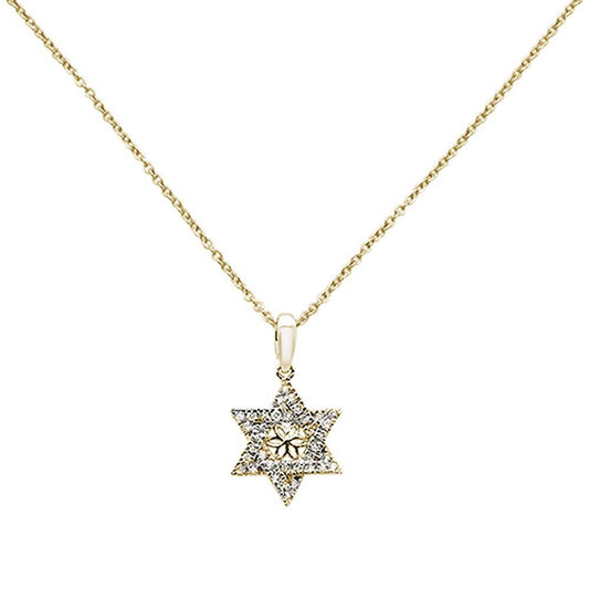 Muse Jewelry .14ct 14k Yellow Gold Jewish Star of David Diamond Pendant Necklace 18"