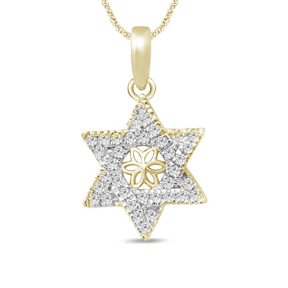 Muse Jewelry .14ct 14k Yellow Gold Jewish Star of David Diamond Pendant Necklace 18"