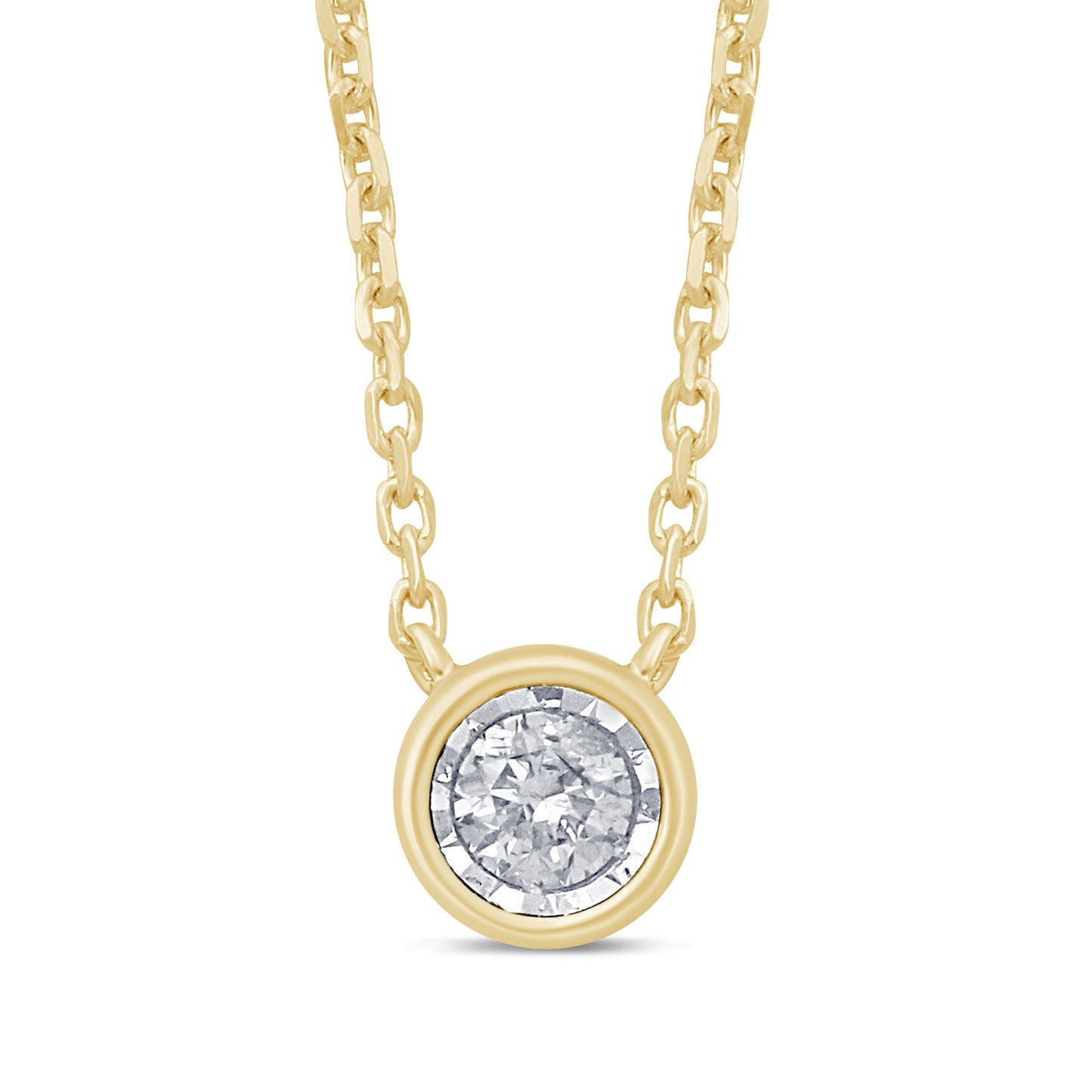 Muse Jewelry .10ct 14k Yellow Gold Diamond Solitaire Drop Bezel Pendant Necklace 18"