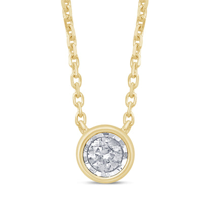 Muse Jewelry .10ct 14k Yellow Gold Diamond Solitaire Drop Bezel Pendant Necklace 18"