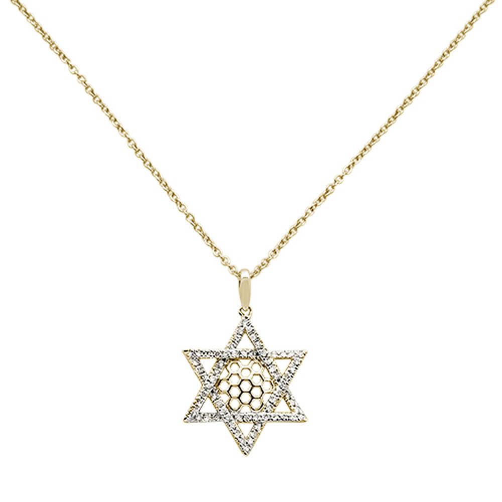 Muse Jewelry .25ct 14k Yellow Gold Diamond Jewish Star of David Pendant Necklace 18"