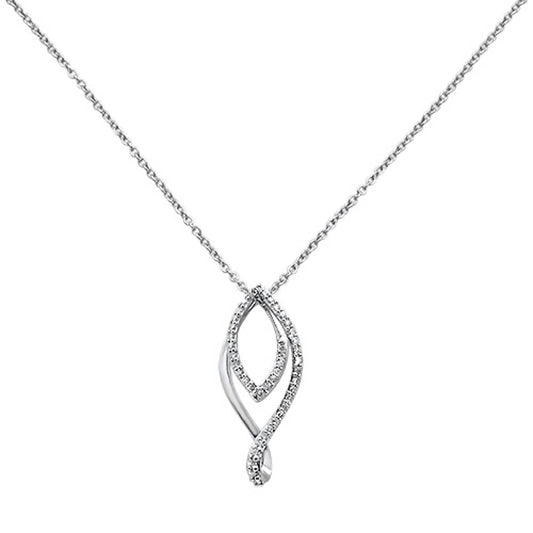 Muse Jewelry .23ct 14k White Gold Diamond Modern Swirl Pendant Necklace 18" Long