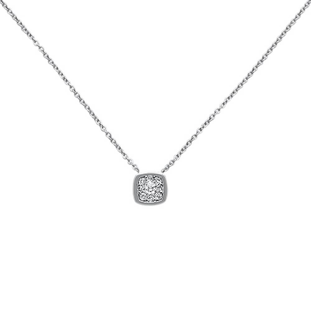 Muse Jewelry .16ct 14k White Gold Diamond Square Pendant Necklace 18" Long