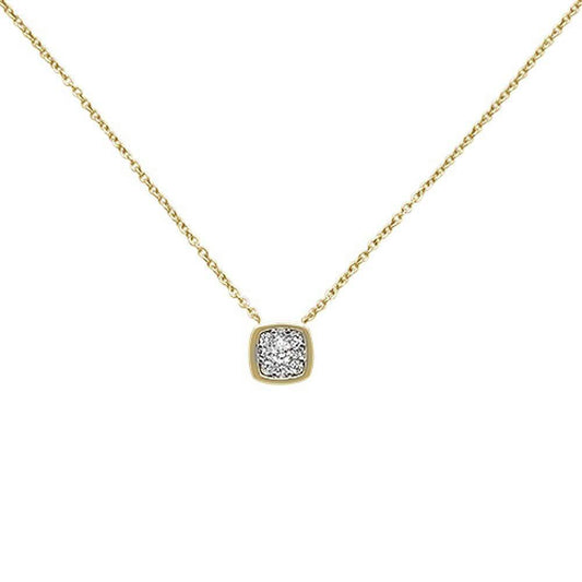 Muse Jewelry .15ct 14k Yellow Gold Diamond Square Shape Pendant Necklace 18"