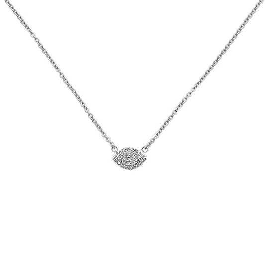 Muse Jewelry .27ct 14k White Gold Diamond Evil Eye Chai Pendant Necklace 18" Long