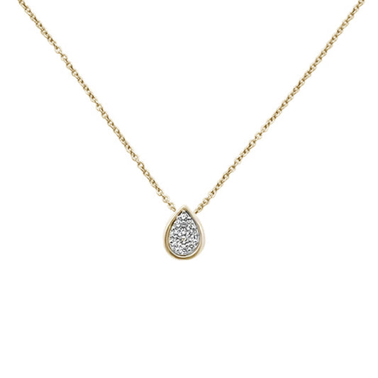 Muse Jewelry .16ct 14k Yellow Gold Diamond Pear Solitaire Pendant Necklace 18" Long