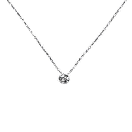 Muse Jewelry .15ct 14k White Gold Diamond Pendant Round Solitaire Necklace 18" Long