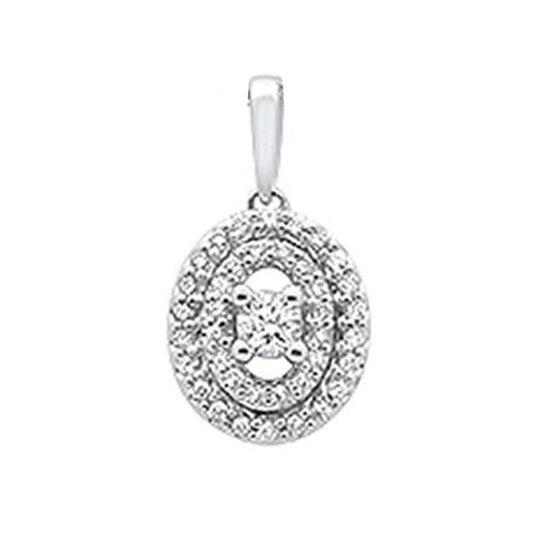 Muse Jewelry .26ct 14k White Gold Oval Diamond Solitaire Pendant Necklace 18"Long