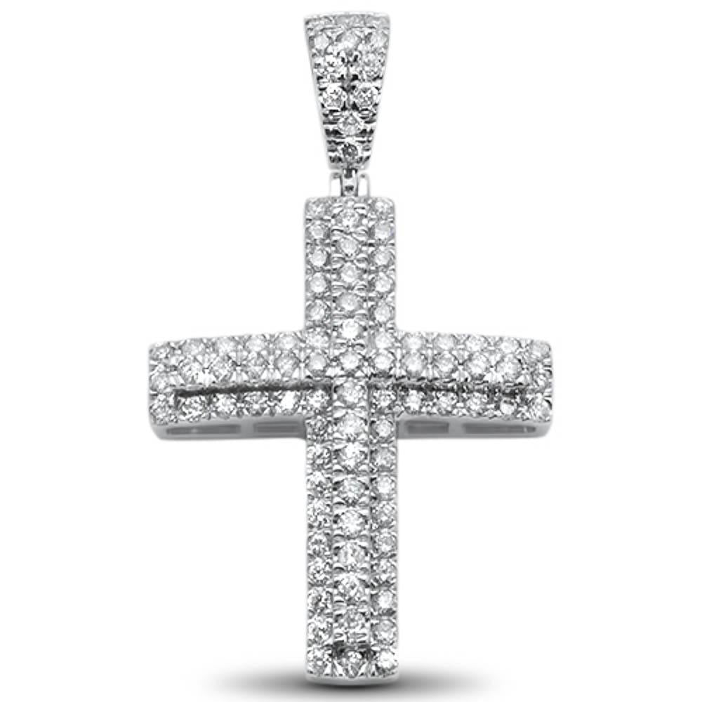 Muse Jewelry .97ct 14k Unisex White Gold Diamond Cross Pendant Charm