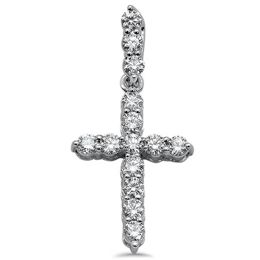 Muse Jewelry .91ct 14k White Gold Diamond Cross Pendant Charm