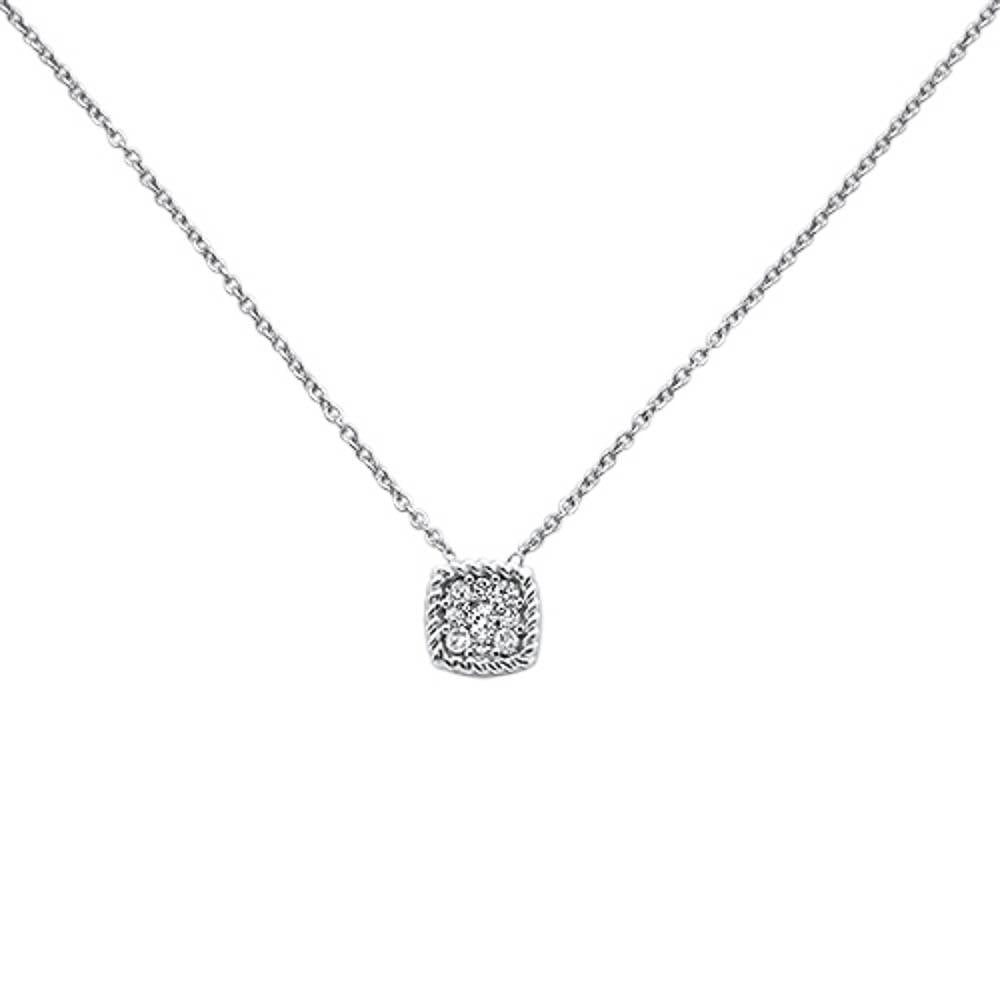 Muse Jewelry .15ct 14k White Gold Square Diamond Pendant Necklace 18" Long